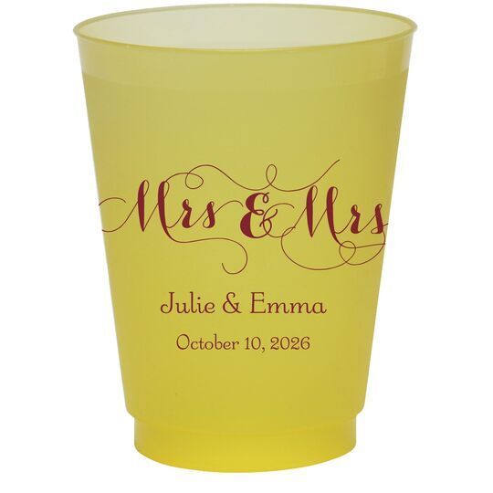 Scroll Mrs & Mrs Colored Shatterproof Cups